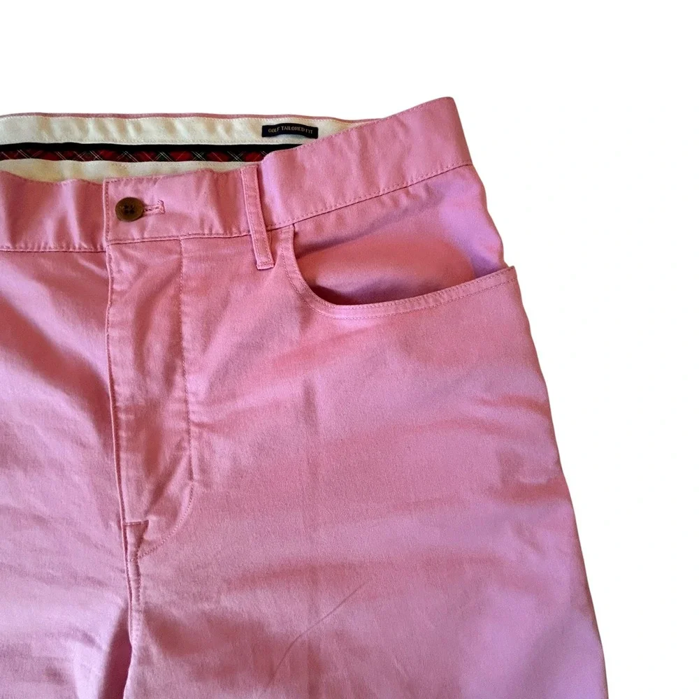 Polo Golf Ralph Lauren Mens Pink Cotton Twill Stretch Tailored Fit Pants 33x32